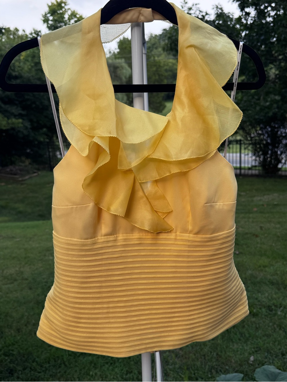 Kay Unger Yellow Ruffled Halter Camisole